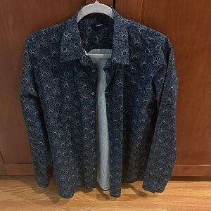 Theory Men's Black Patterned Lightweight Shirt Jacket